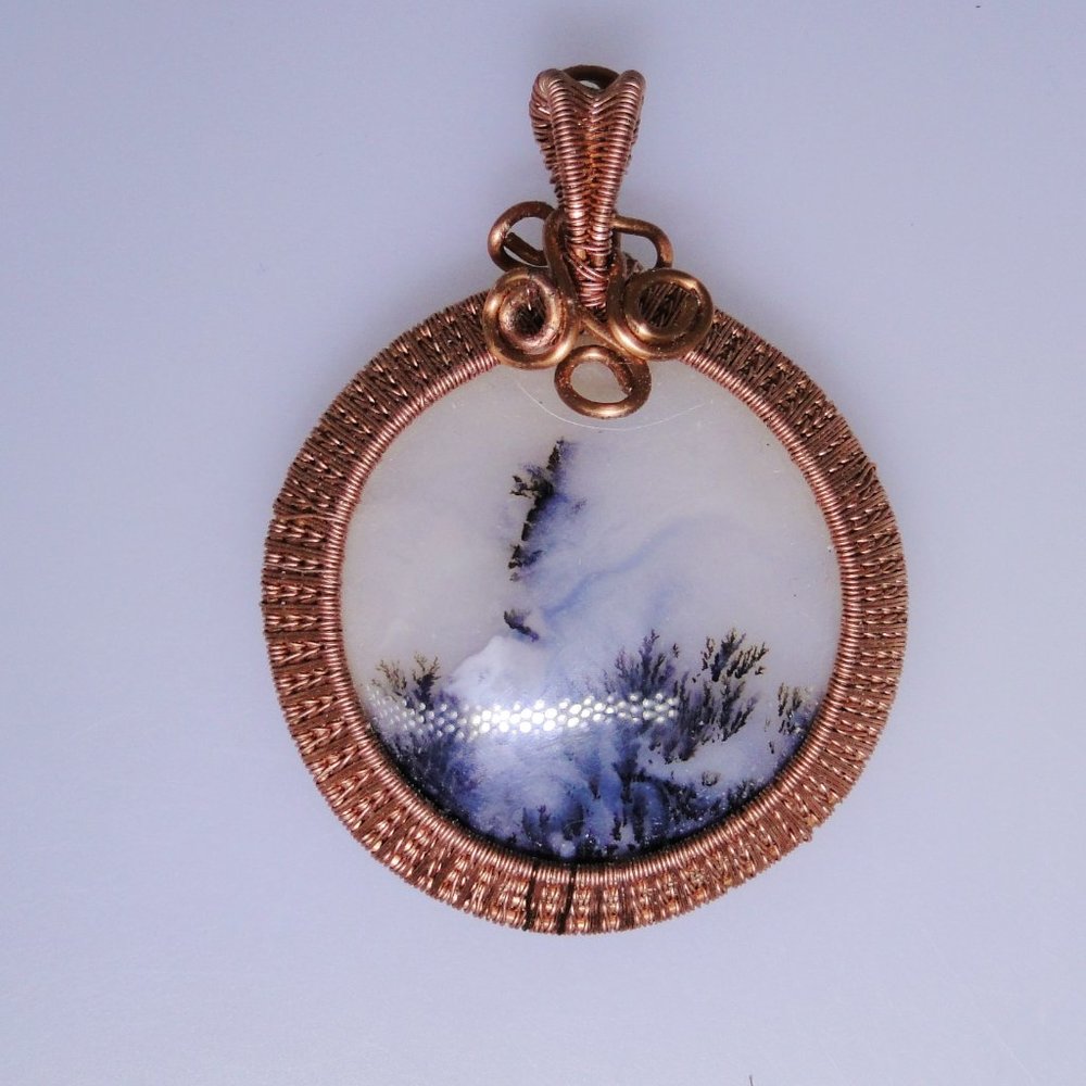 New Dendrite Agate pendant with copper wire wrap